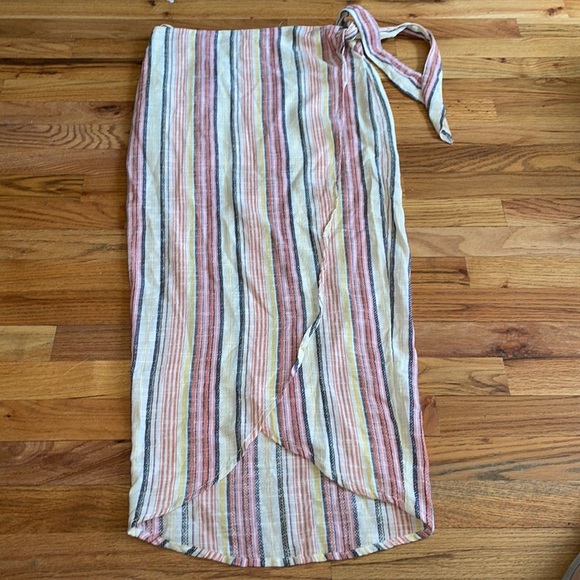 Free People Aubrey Sarong Midi Skirt Cotton Gauze True Wrap size 10 - Picture 4 of 11